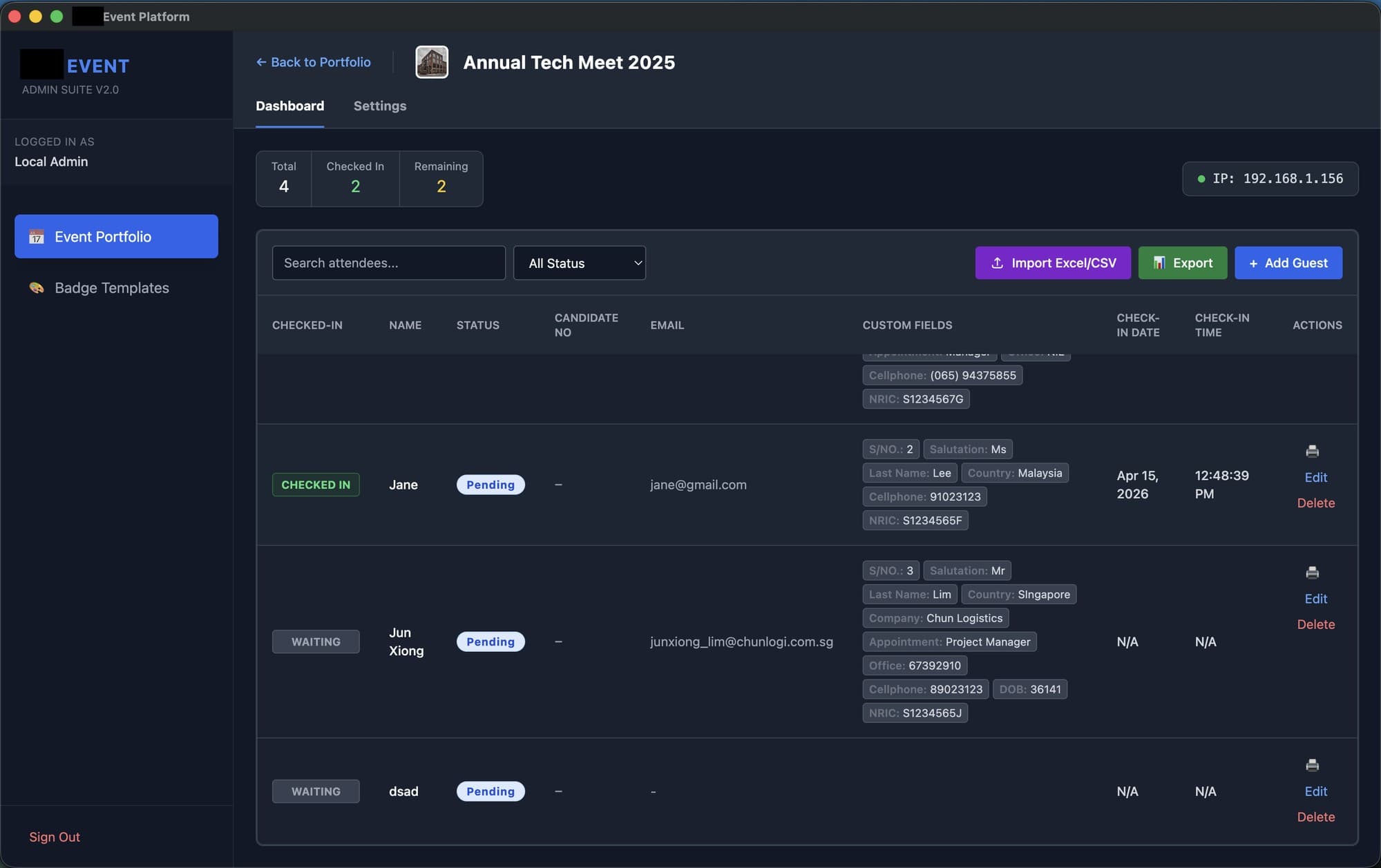 Enterprise Event Registration Platform | Systems Architect screenshot