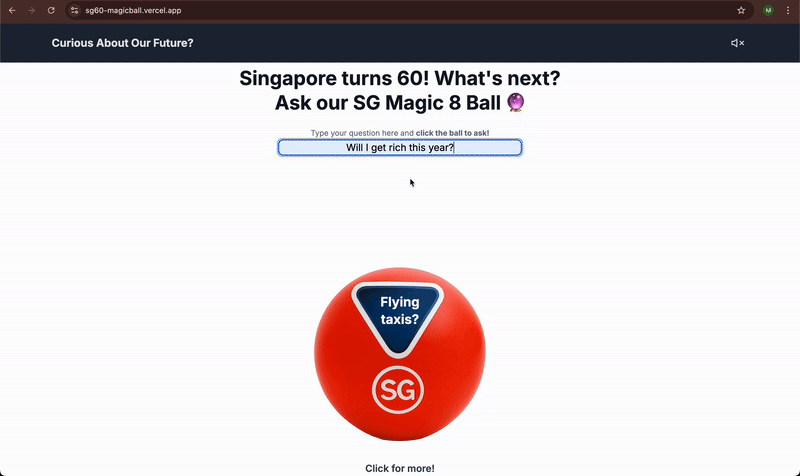 Interactive SG60 Magic Ball | Full-Stack Developer screenshot